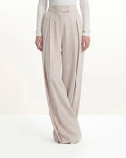 Pleated Wide-Leg Trousers - Beige