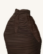 Ruched Twist-Front Halter Bodysuit - Brown