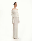 Knit Off-Shoulder Maxi Dress - Cream