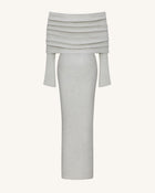 Knit Off-Shoulder Maxi Dress - Cream