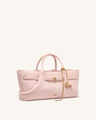 Maeve Dachshund Metal Charm Faux Suede Tote Bag - Pink