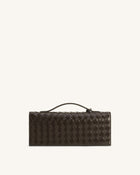 Celeste Woven Textured Envelope Top Handle Bag - Dark Brown