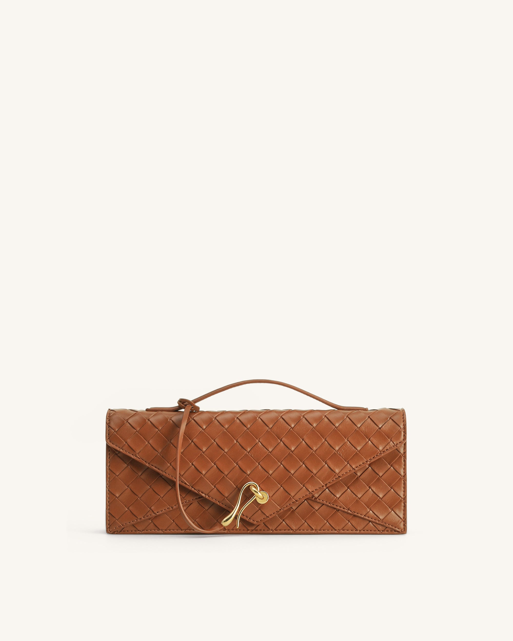 Celeste Woven Textured Envelope Top Handle Bag - Brown | JW PEI