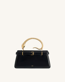 Elena Snake Handle Top Handle Bag - Black