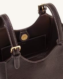 Ines Padlock Tote Bag - Dark Brown