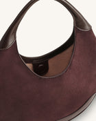 Colette Faux Suede Crescent Hobo Bag - Dark Brown