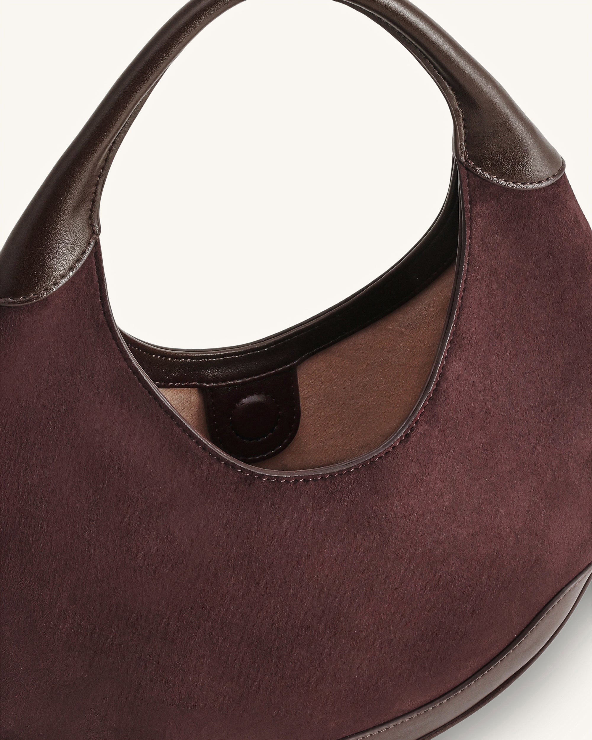 Colette Faux Suede Crescent Hobo Bag - Dark Brown