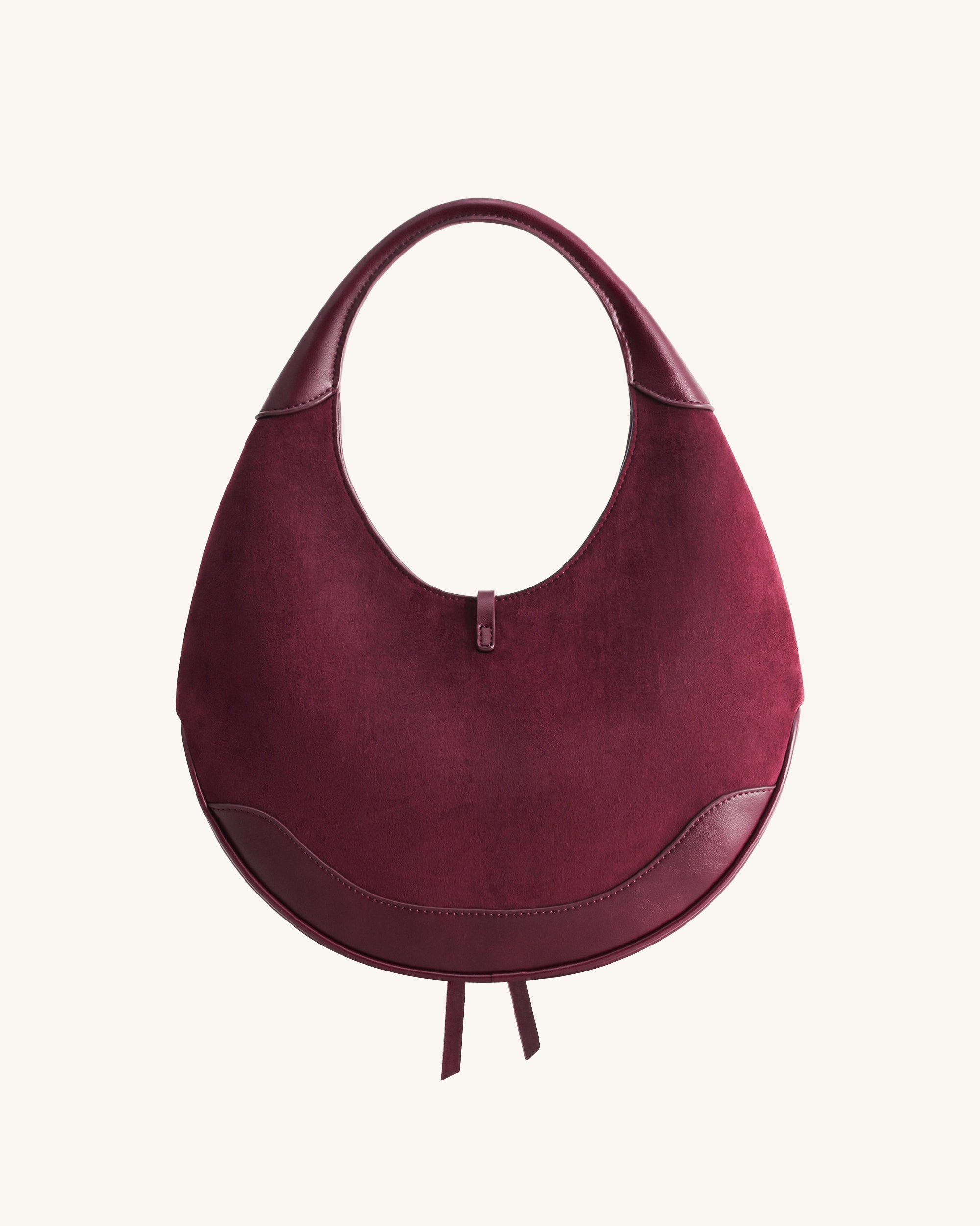 Colette Faux Suede Crescent Hobo Bag - Deep Claret | JW PEI