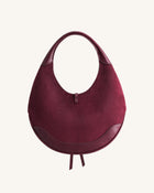 Colette Faux Suede Crescent Hobo Bag - Deep Claret