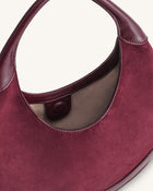 Colette Faux Suede Crescent Hobo Bag - Deep Claret