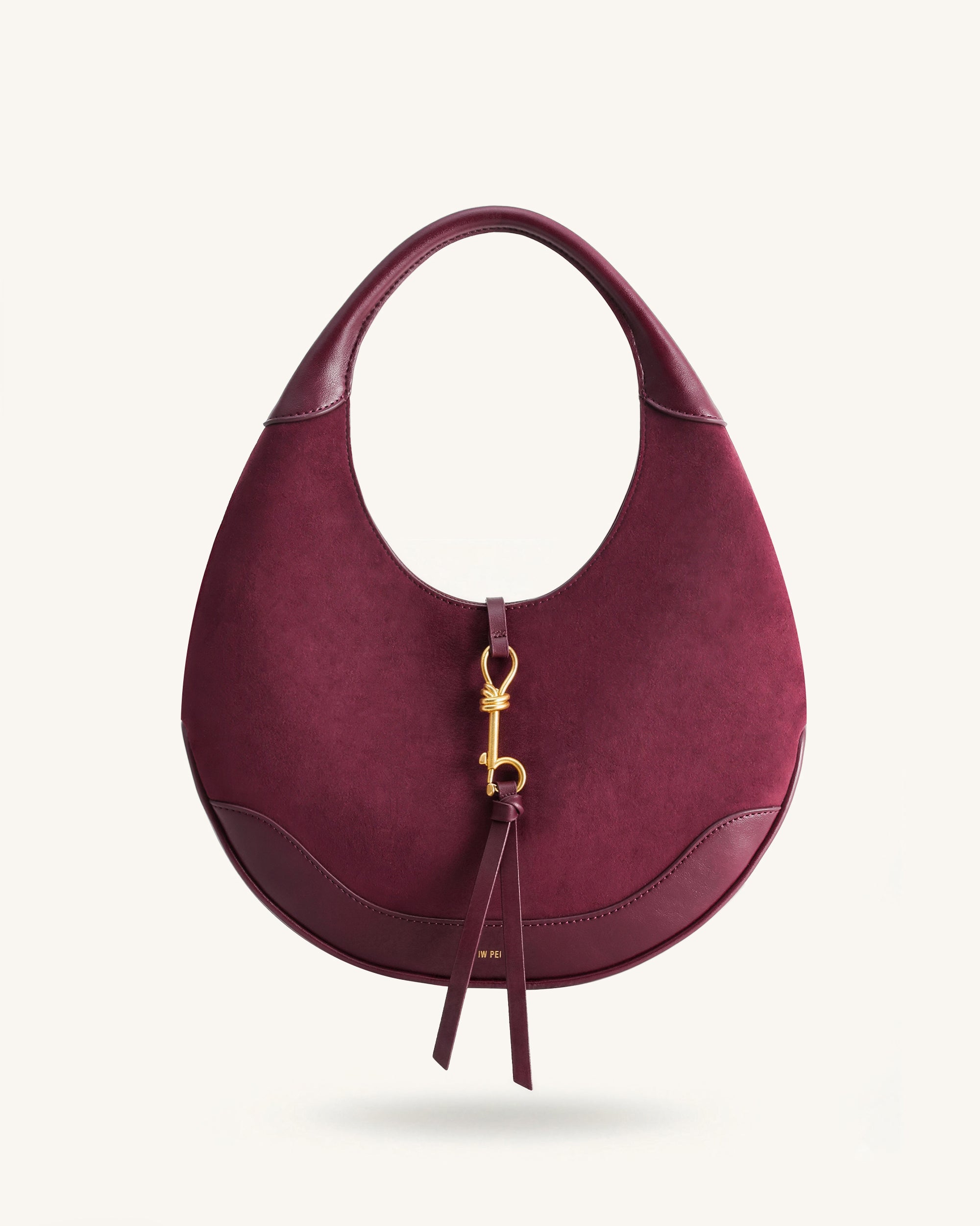 Colette Faux Suede Crescent Hobo Bag - Deep Claret