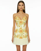 Floral Sling Mini Dress - Marigold