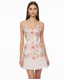 Floral Sling Mini Dress - Rose Pink