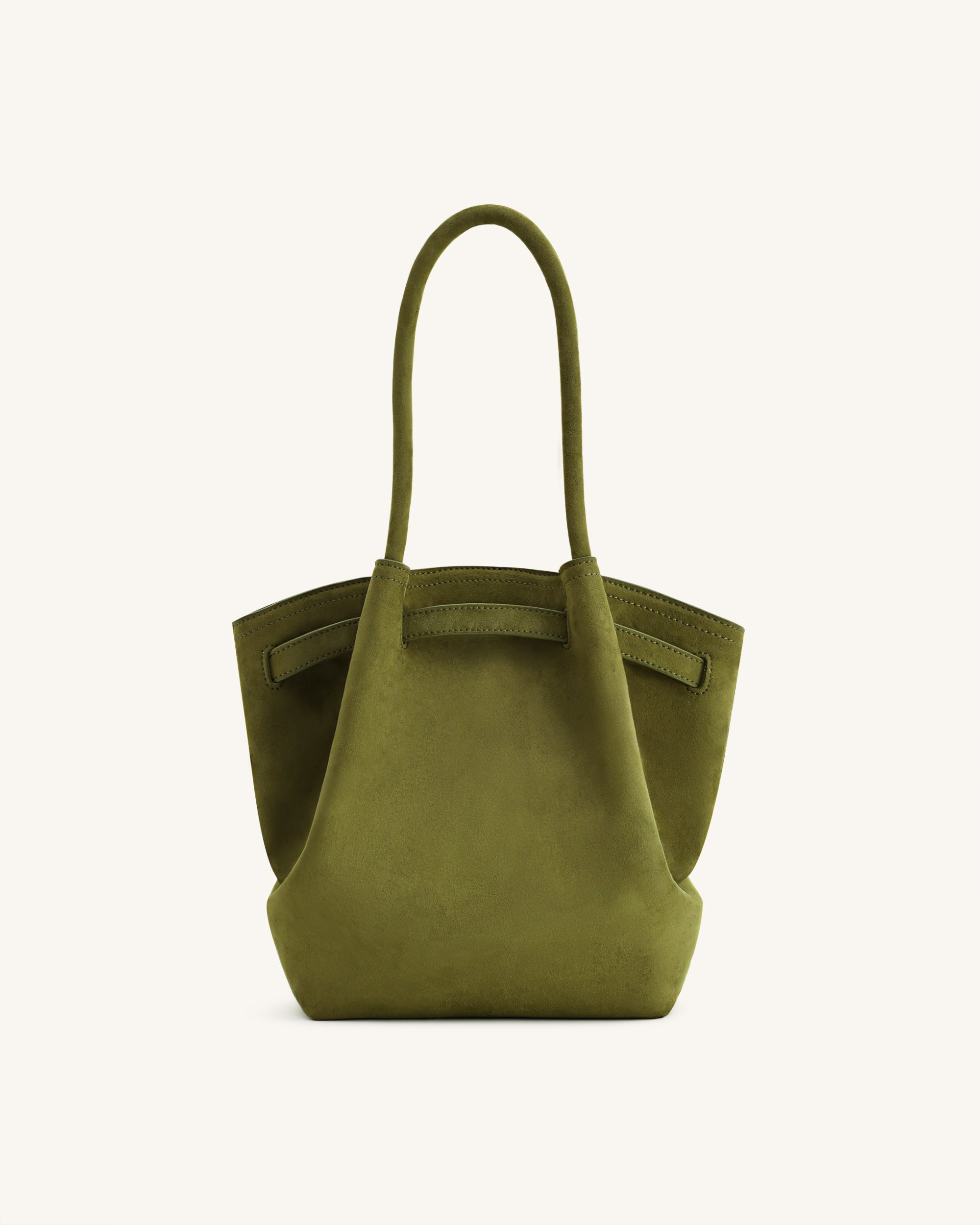 Hana Column Faux Suede Tote Bag - Olive Green | JW PEI