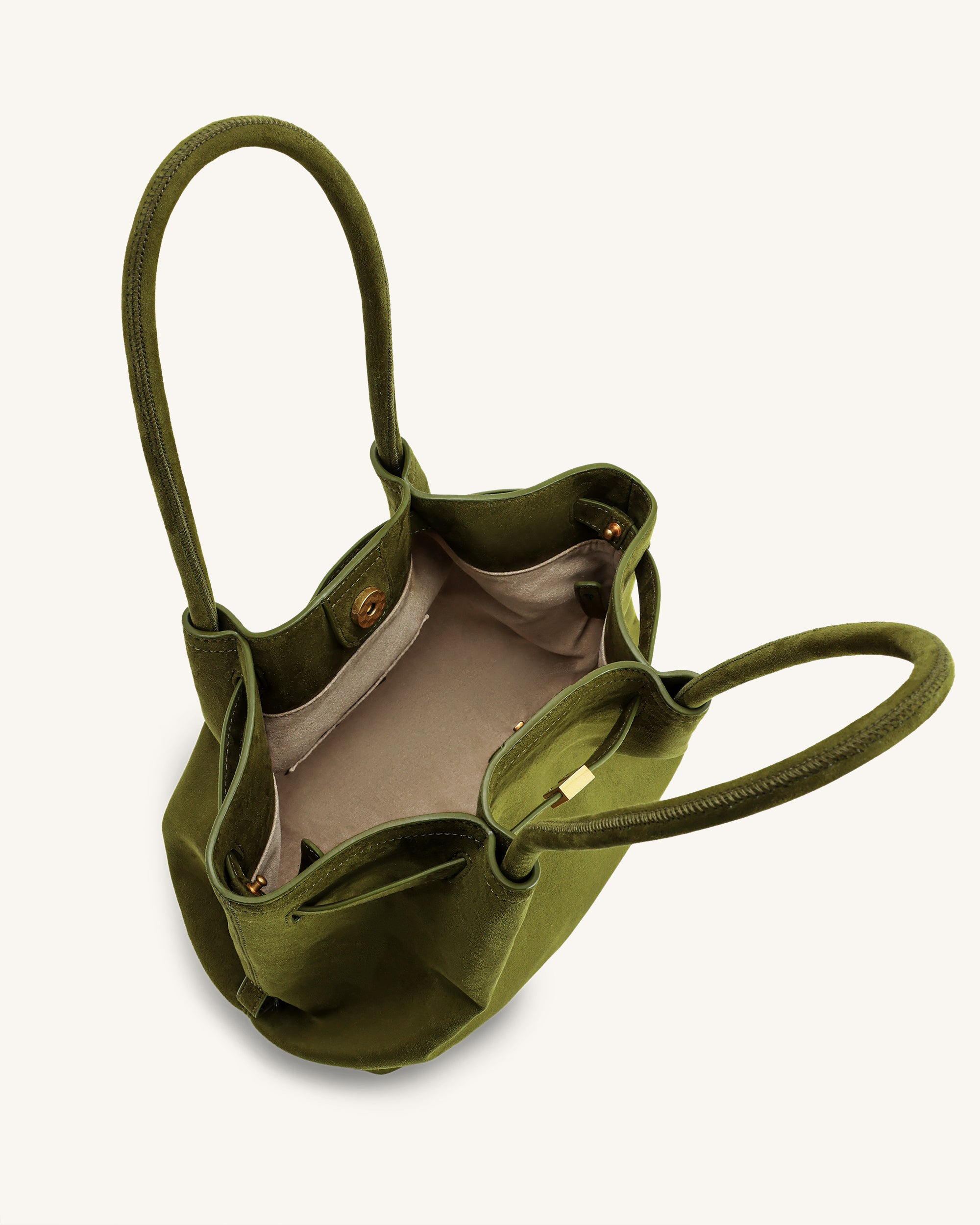 Hana Column Faux Suede Tote Bag - Olive Green | JW PEI