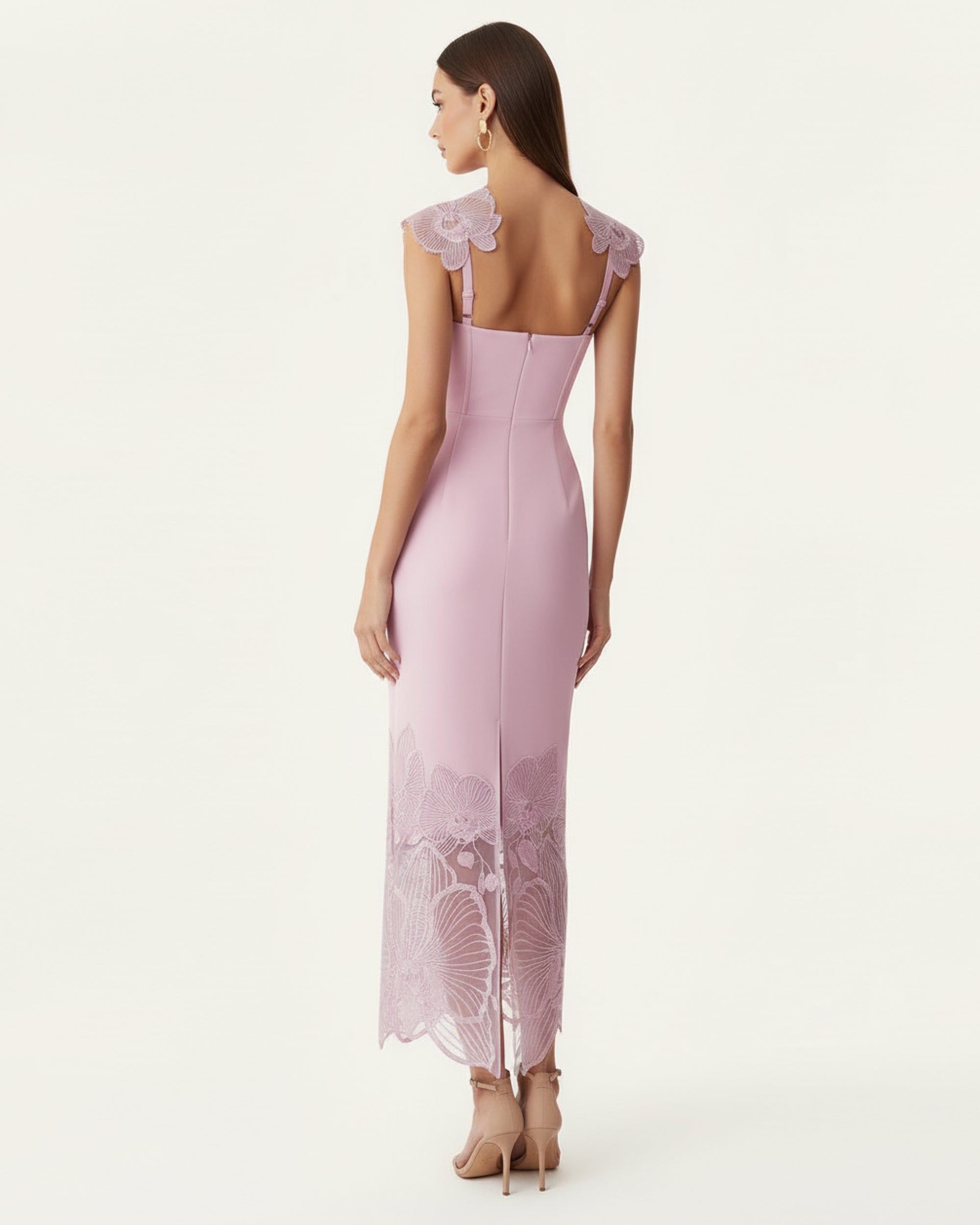 Orchid Embroidered Corset Dress - Dusty Rose