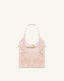 Brooke Mini Belted Embellished Orchid Beaded Top Handle Bag - Pink