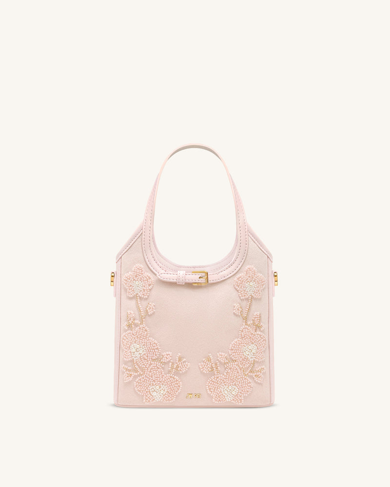 Brooke Mini Belted Embellished Orchid Beaded Top Handle Bag - Pink