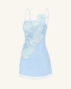 Orchid Appliqué Mini Dress - Blue