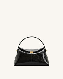 Talia Top Handle Bag - Black Croc