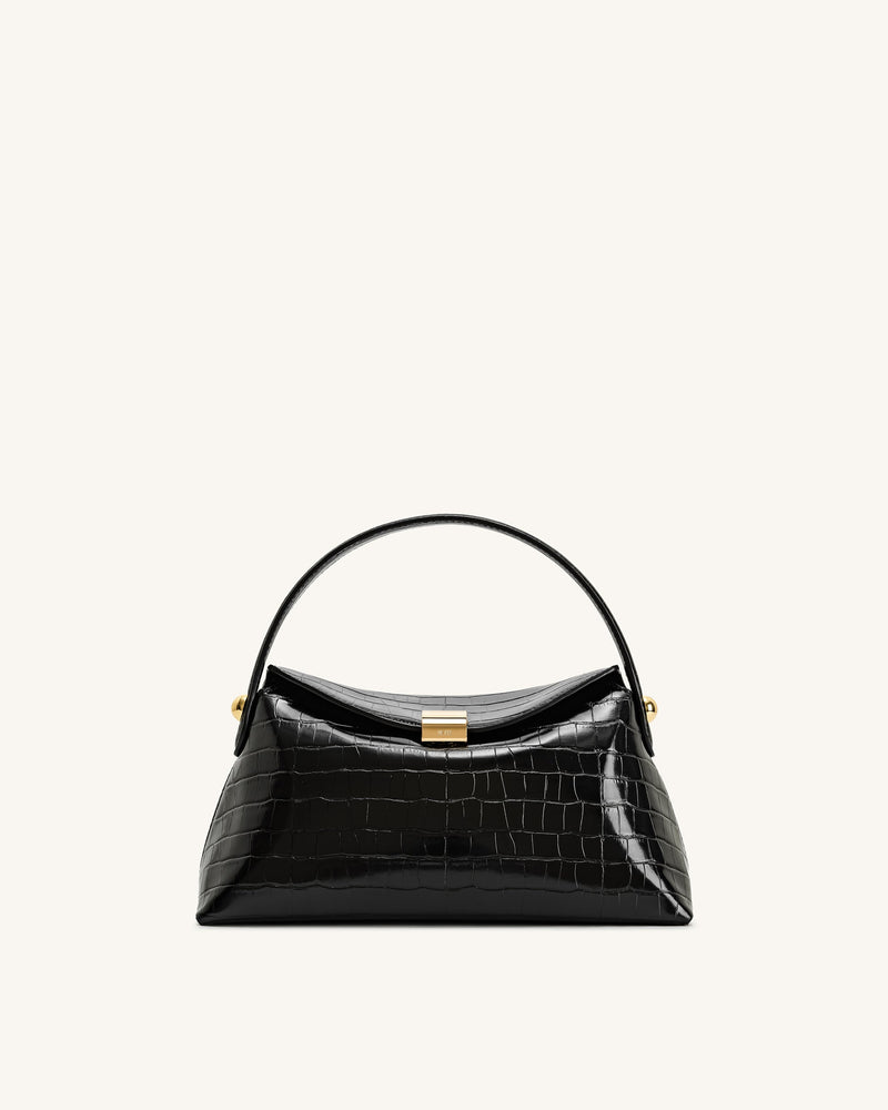 Talia Top Handle Bag - Black Croc