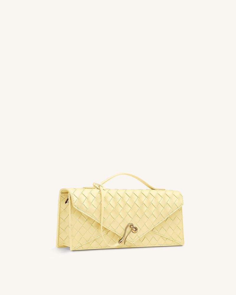 Celeste Woven Textured Envelope Top Handle Bag - Yellow