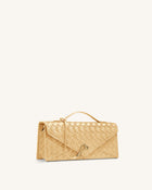 Celeste Woven Textured Envelope Top Handle Bag - Champagne Gold