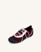 Caitlin Faux Suede Lace-up Ballerina Sneakers - Burgundy & Light Grey