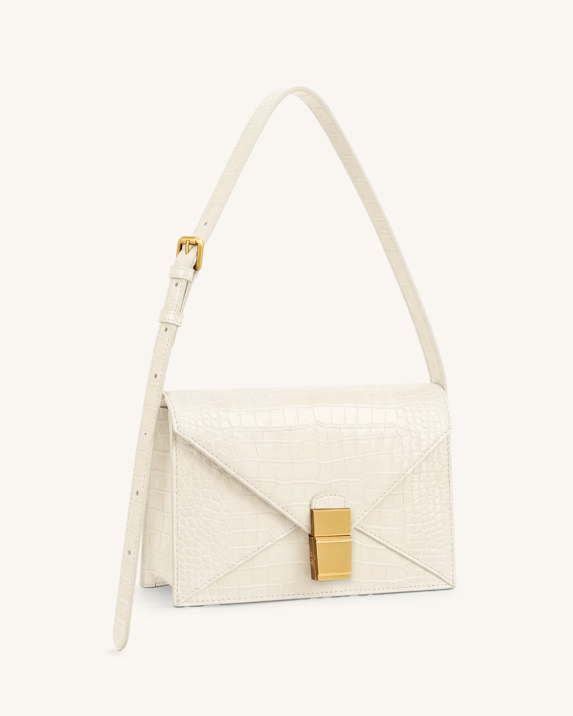 Clio Envelope Crossbody Bag - Ivory Croc