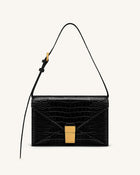 Clio Envelope Crossbody Bag - Black Croc