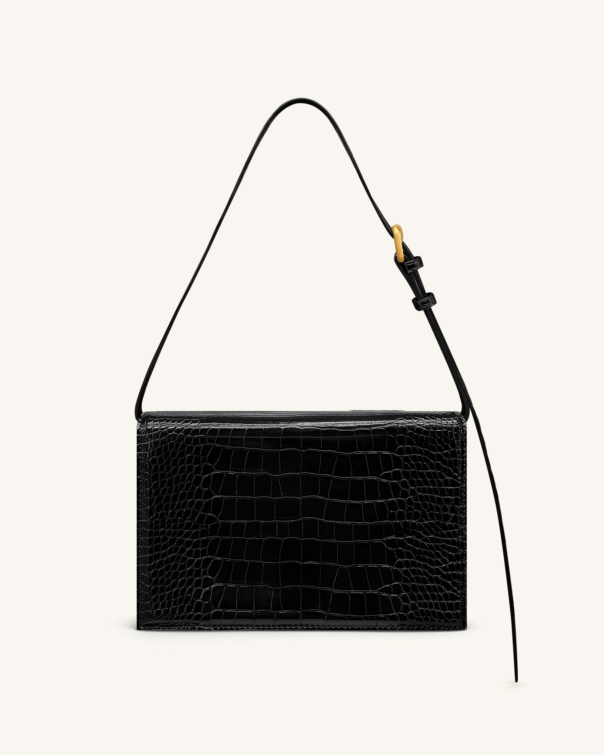 Clio Envelope Crossbody Bag - Black Croc