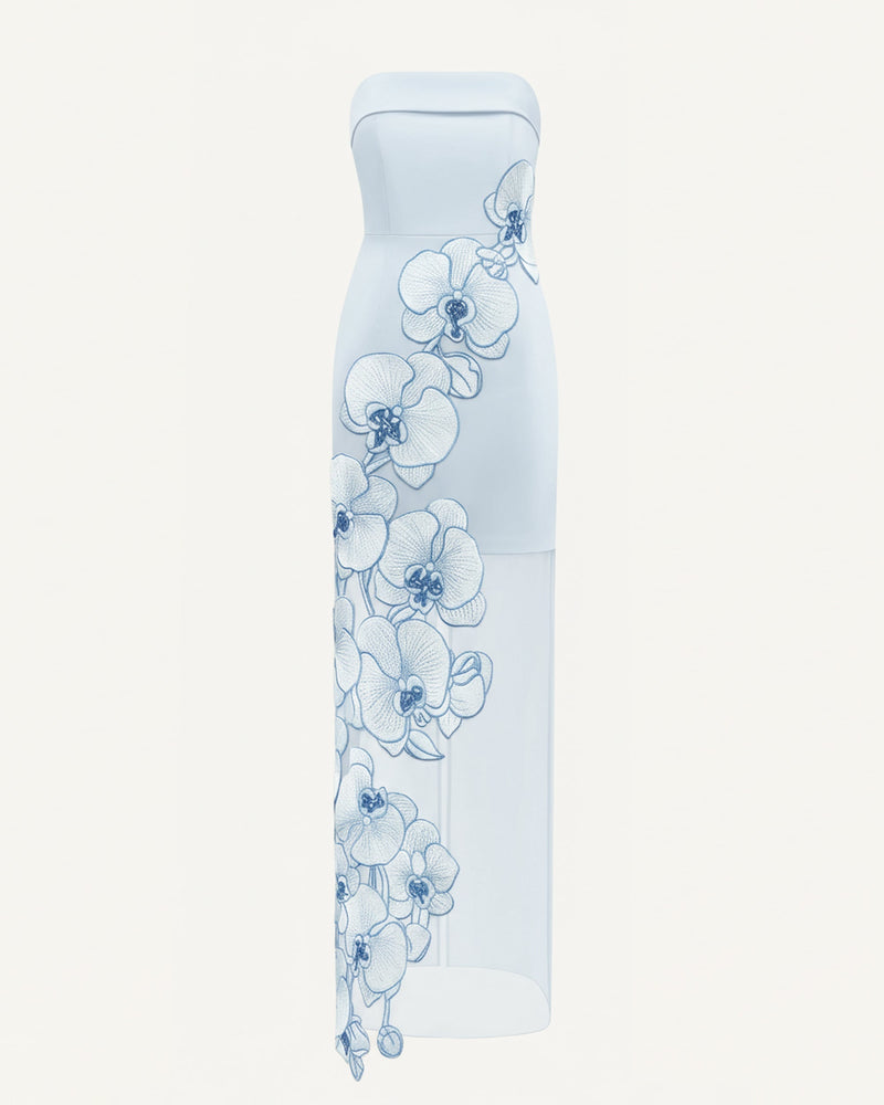 Orchid Embroidered Dress - Light Blue