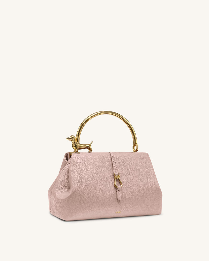 Bruna Dachshund Metal Handle Top Handle Bag - Light Pink