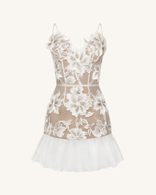 Floral Sling Mini Dress - White