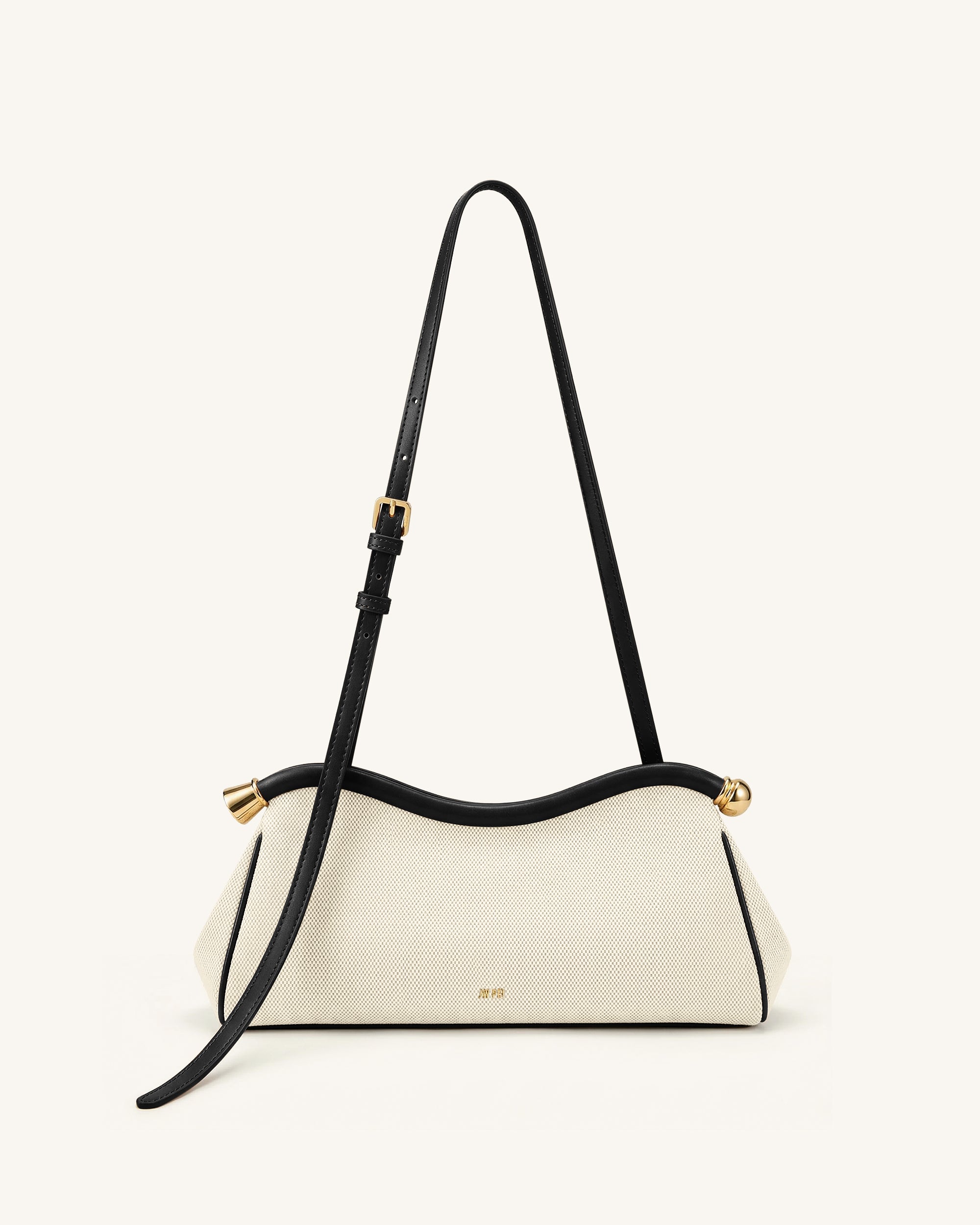 Naomi Curved Shoulder Bag - Black Canvas