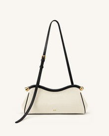 Naomi Curved Shoulder Bag - Black Canvas