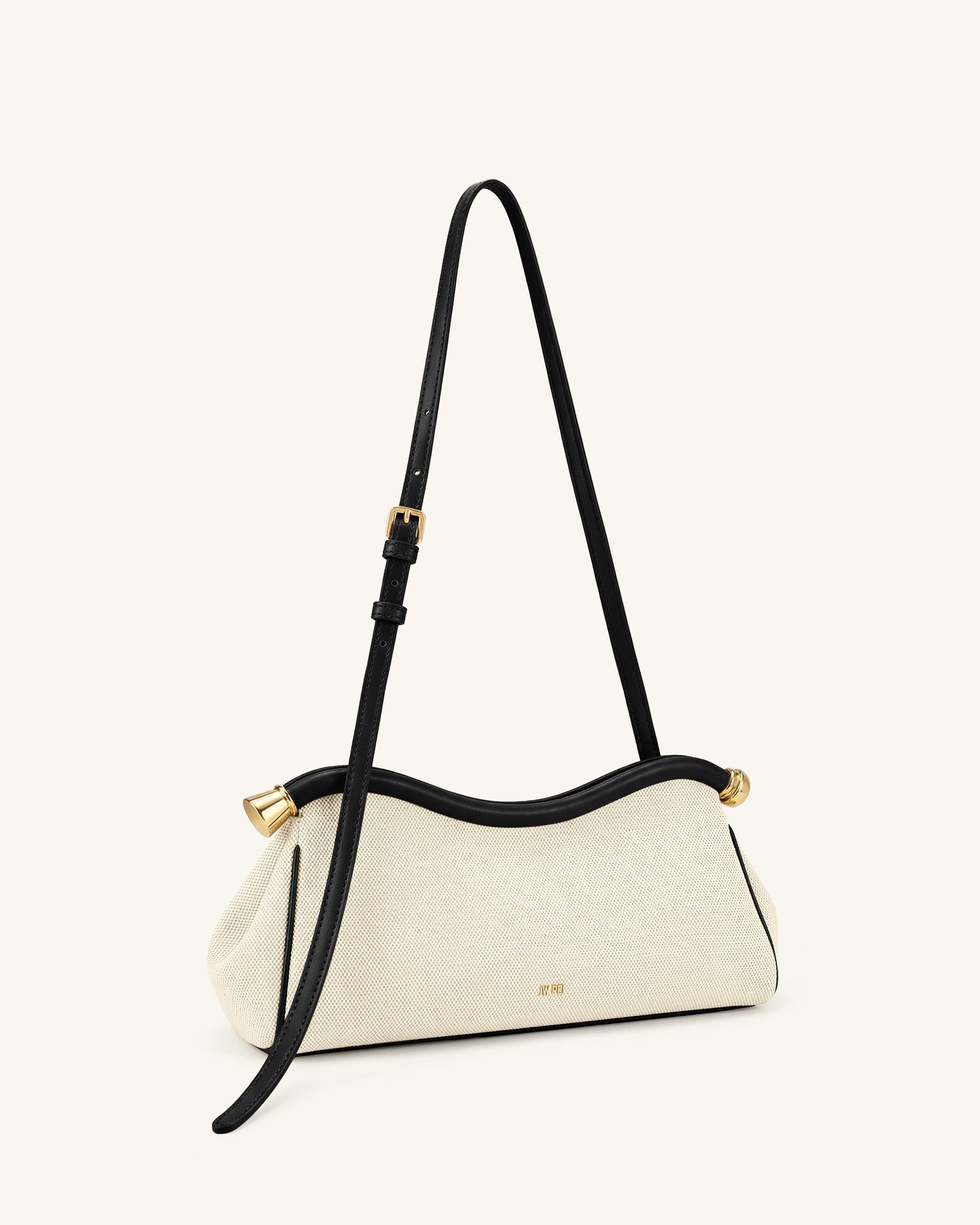 Naomi Curved Shoulder Bag - Black Canvas