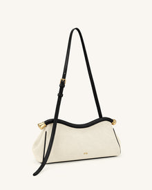 Naomi Curved Shoulder Bag - Black Canvas