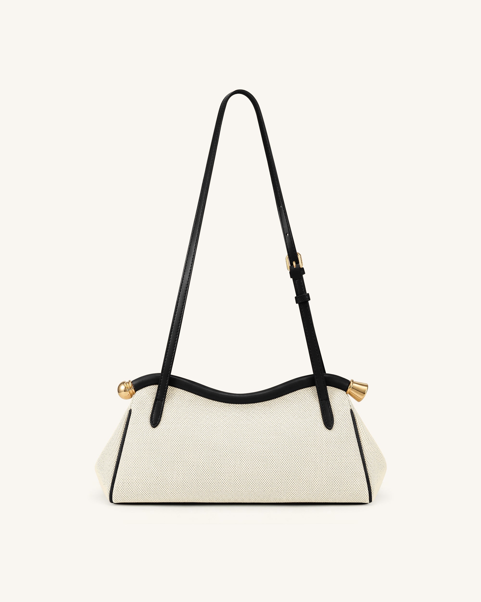 Naomi Curved Shoulder Bag - Black Canvas