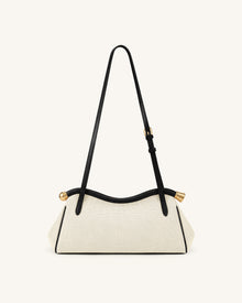 Naomi Curved Shoulder Bag - Black Canvas