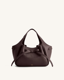Mabel Soft Bow Tote Bag - Dark Brown