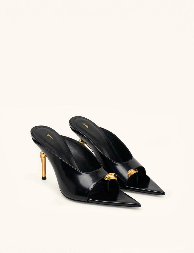 Noemi Pointed-Toe Mule Heels - Black