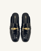 Elowen Woven Horsebit Mule Loafers - Black