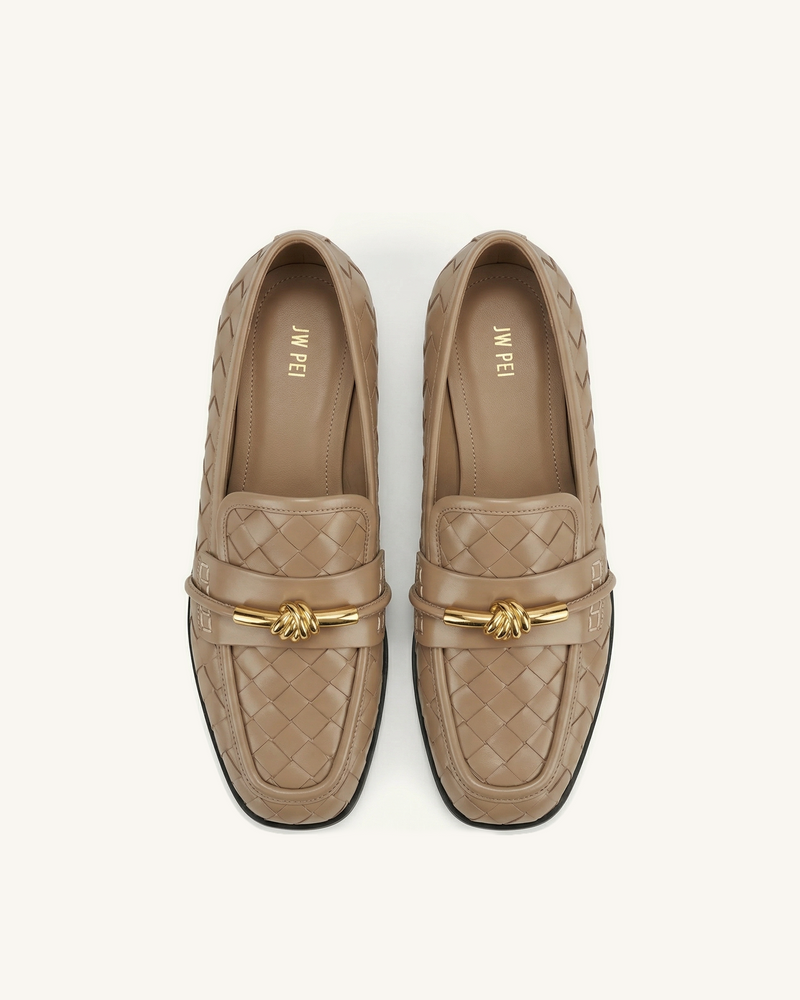 Elowen Woven Horsebit Loafers - Khaki