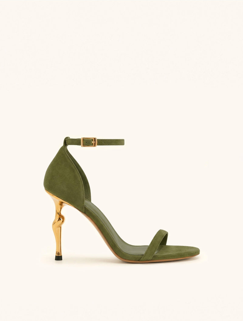 Alivia Ankle Strap Suede Sandals - Green