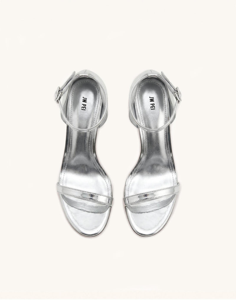 Alivia Ankle Strap Metallic Sandals - Silver