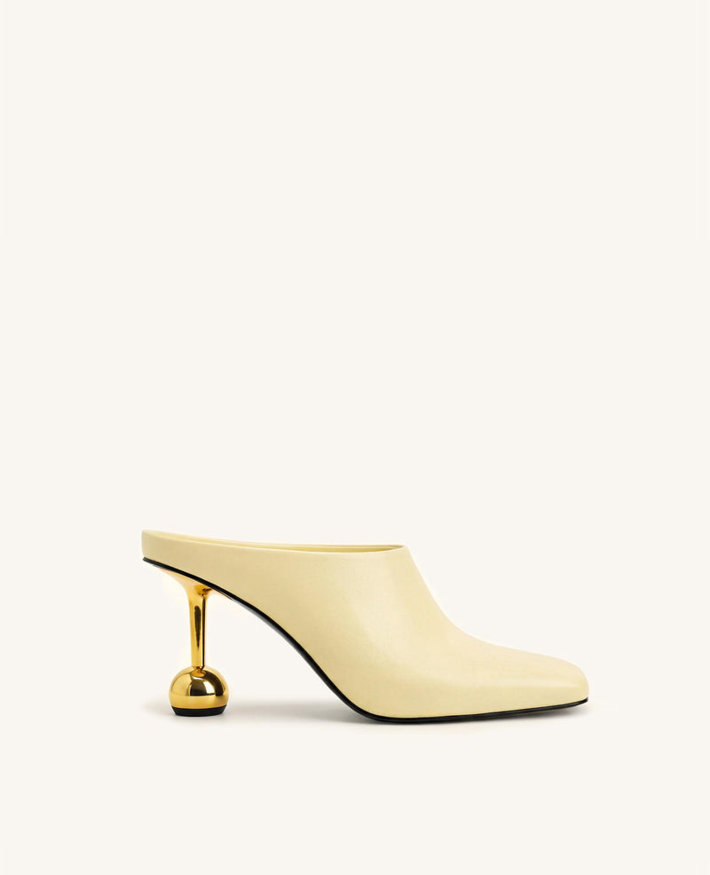 Sofia Square Toe Mule Heels - Yellow