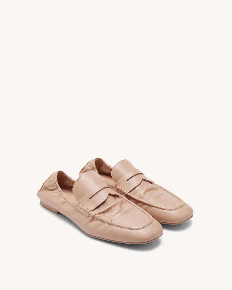 Rowan Pleated Flat Loafers - Khaki