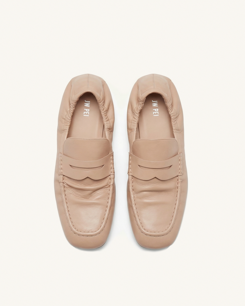 Rowan Pleated Flat Loafers - Khaki