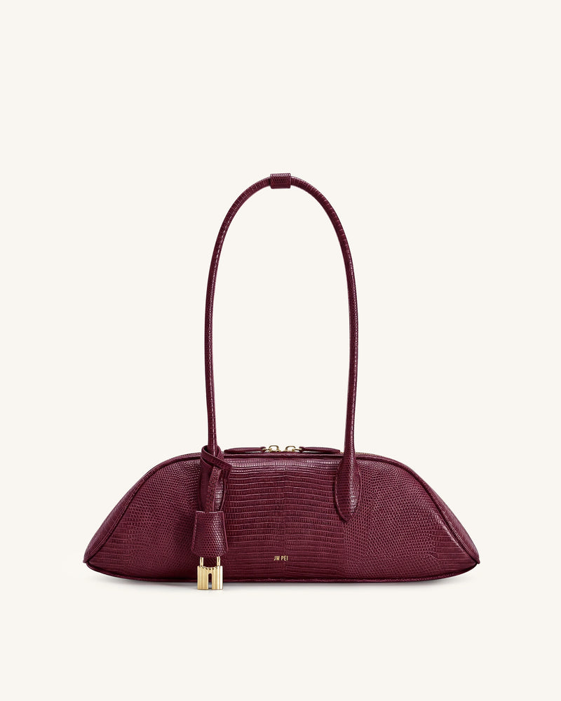 Zora Shoulder Bag - Burgundy Lizard Texture
